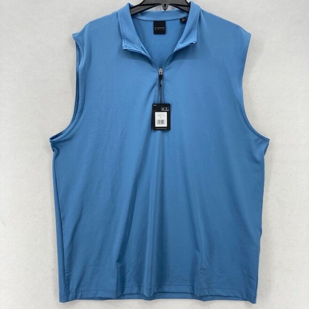 Dunning Golf Polo Shirt Women's XXL Sleeveless Blue Stretch Quarter‎ Zip Preppy